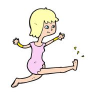 cartoon happy woman kicking N12