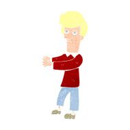 cartoon bored man showing the way N12