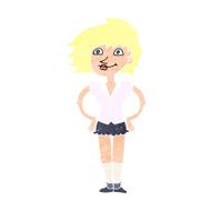 cartoon woman with hands on hips N279