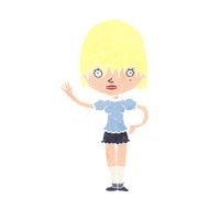 cartoon waving woman N168