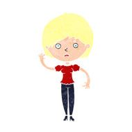 cartoon waving woman N169