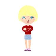 cartoon woman with crossed arms N59