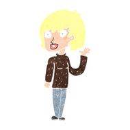 cartoon waving woman N170