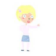 cartoon waving woman N171