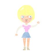 cartoon waving woman N172
