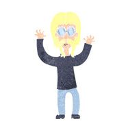 cartoon hippie man waving arms N10