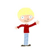 cartoon happy waving boy N24