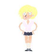 cartoon surprised woman with hands on hips N13