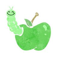 cartoon bug eating apple N22
