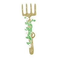 cartoon ornate wooden fork N12