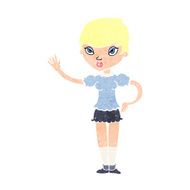 Cartoon Woman Waving N414