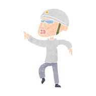cartoon man in bike helmet pointing N12