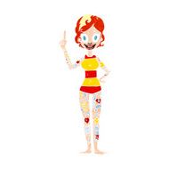 cartoon woman covered in tattoos N13