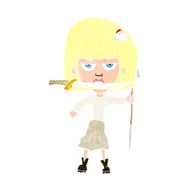 cartoon woman with knife and harpoon N12