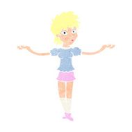 cartoon woman shrugging shoulders N593
