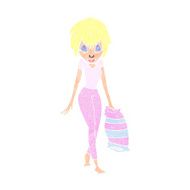 cartoon woman going to bed N12