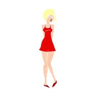 cartoon pretty woman in dress N61