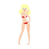 cartoon pretty woman in bikini N12