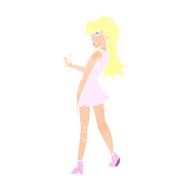 cartoon woman posing in dress N48