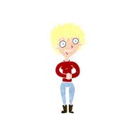 cartoon crazy excited woman N23