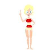cartoon woman in striped swimsuit N13