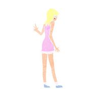 Cartoon Woman Waving N418
