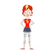 cartoon woman with heavy tattoos N13