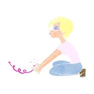 Cartoon Girl Playing Computer Games N15