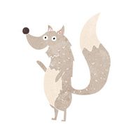 cartoon waving wolf N20