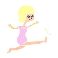 cartoon happy woman kicking N13