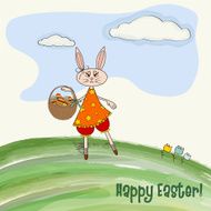Easter greeting card with funny doe