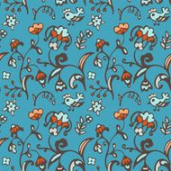 Seamless vector pattern birds and flowers