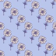 Seamless pattern with line drawing herbs N3