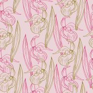 Seamless pattern with line drawing herbs N4