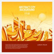 Card with abstract city background