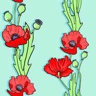 seamless vector pattern with poppy flowers N3