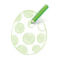 Green Pencil Shading Easter Egg with Dots