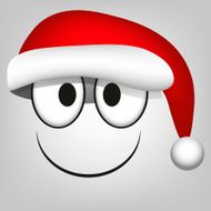 Vector Cute Cartoon White Face With Santa Claus Hat