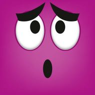 Vector Cute Cartoon Purple Worried Face