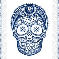 Vintage ethnic hand drawn human skull N6