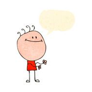 retro cartoon happy doodle man