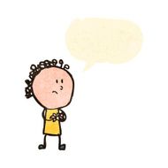 retro cartoon nervous doodle woman