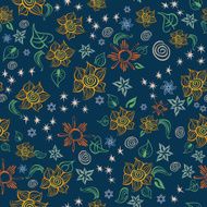 Sunflowers Line Art Pattern