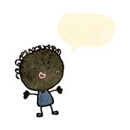 retro cartoon happy doodle woman N2
