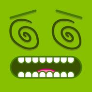 Vector Cute Cartoon Green Dizzy Face