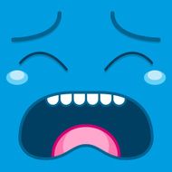 Vector Cute Cartoon Blue Crying Face