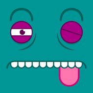 Vector Cute Cartoon Beaten Blue Face