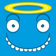 Vector Cute Cartoon Blue Angel Face