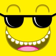 Vector Cute Cartoon Yellow Face With Sunglasses