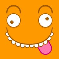 Vector Cute Cartoon Orange Face With Tongue Out